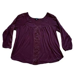 American Eagle Purple V-Neck Top | Women’s XL